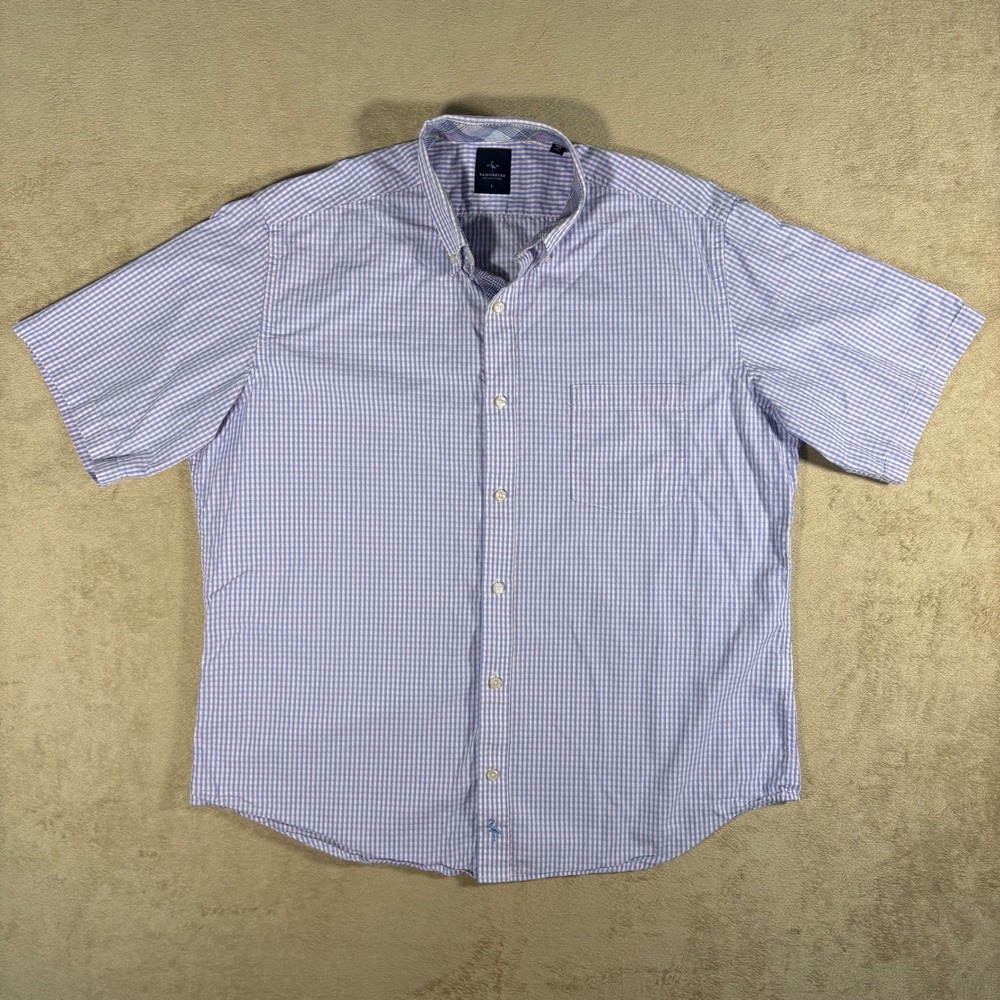 Tailorbyrd Large Short Sleeve‎ Button Down Pink Blue Plaid Design